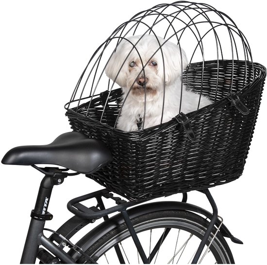 Travel Rieten Fietsmand Achteraan Zwart-55x35x49cm – Hond – Animal Boulevard – Ab45101 – Zwart