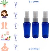 Sprayflesje - 3 x 50 ml - Sprayflacon - Spuit Flesje - Verstuiver - Blauw - 50 ml