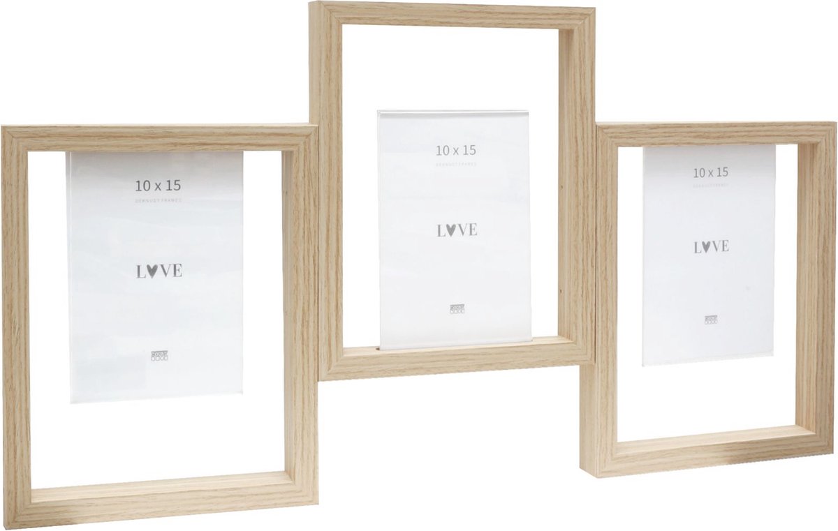 Deknudt Frames multifotolijst S68UB3 P3 - naturel mdf/kunststof - 3x 10x15