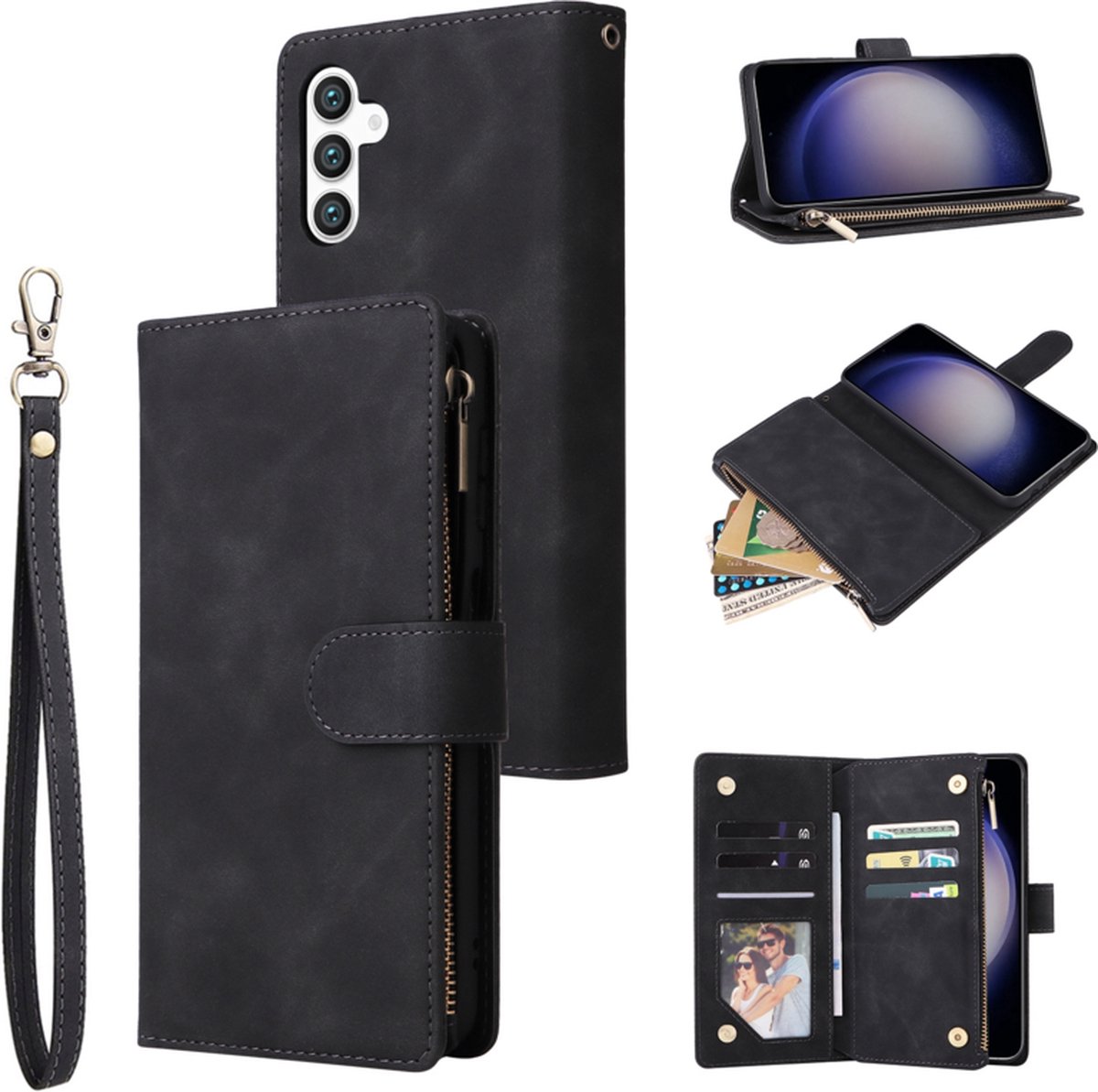 BookCover Wallet Etui geschikt voor Samsung Galaxy S24 - 5G Zwart