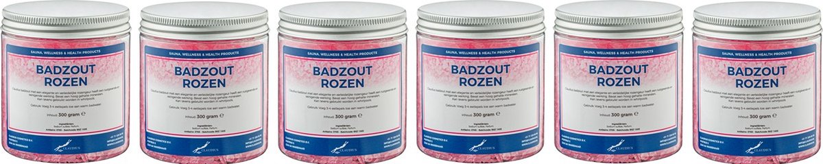 Goedkoopste Badzout Rozen - 300 gram - Pot met aluminium deksel - Set van 6 stuks