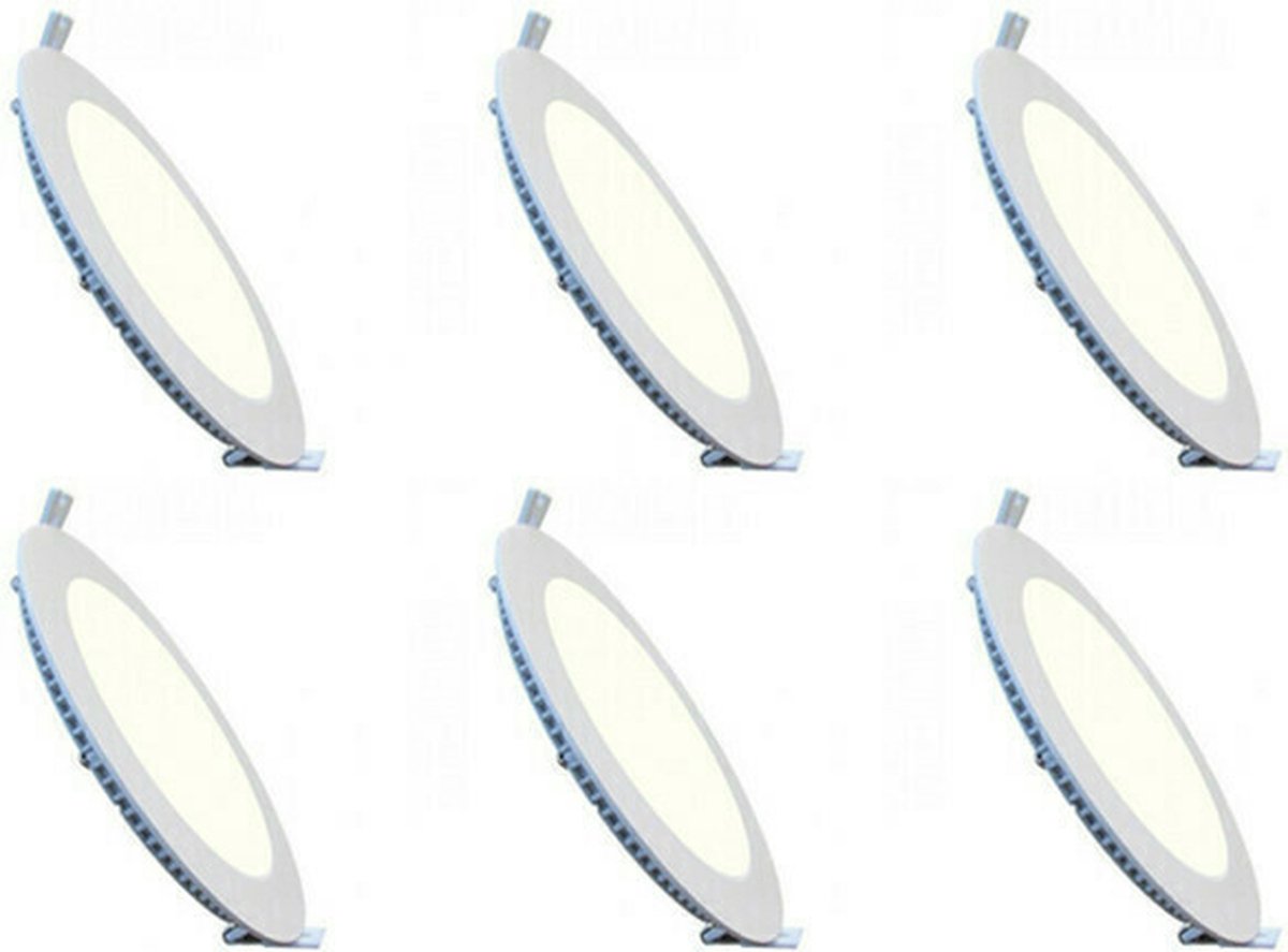 LED Downlight Slim 6 Pack - Inbouw Rond 3W - Dimbaar - Natuurlijk Wit 4200K - Mat Wit Aluminium - Ø83mm