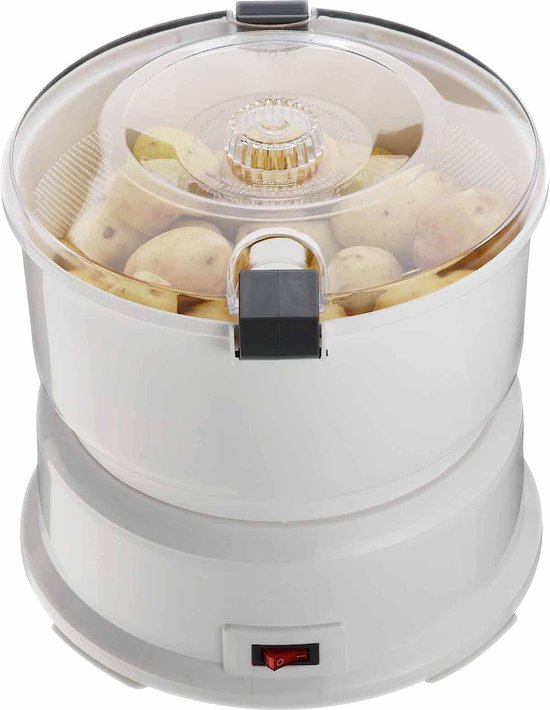 Elektrische Aardappelschiller - Snijmachine Groenten - Snel Groenten Bereiden - Automatische Schilfunctie - 1 kg Capaciteit - Wit — afbeelding 2