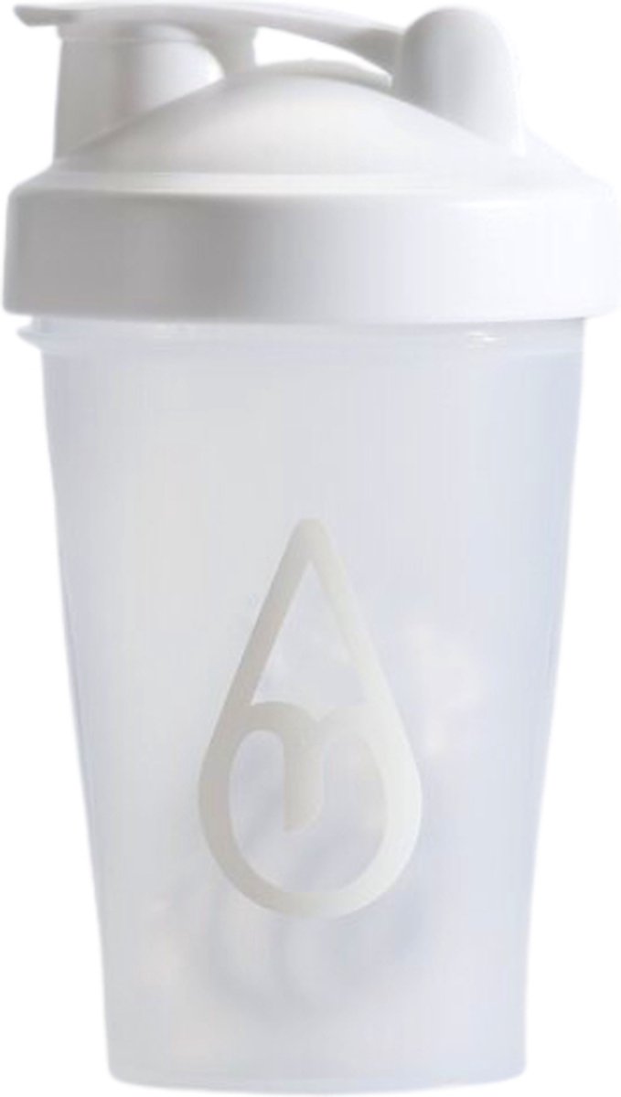 Goedkoopste Shakebeker met shakebal - Motivai® - Wit - Shaker - 400ml - Motivatie Waterfles - Voor het maken van Shake's - Drinkfles - Waterfles