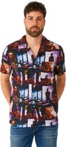OppoSuits Shirt - A Nightmare On Elmstreet - Heren Overhemd - Carnavals Shirt - Korte Mouwen - Zwart - Maat: M