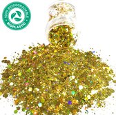 Biologisch Afbreekbaar Chunky Glitters (Goud) [Volume 8g - Biodegradable Festival Jewels Glitter Outfit Lichaam en Gezicht - Make-up Face Body - Kinderen Volwassenen Dames - Eco Friendly]