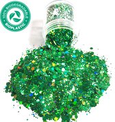 Biologisch Afbreekbaar Chunky Glitters (Groen) [Volume 8g - Biodegradable Festival Jewels Glitter Outfit Lichaam en Gezicht - Make-up Face Body - Kinderen Volwassenen Dames - Eco Friendly]