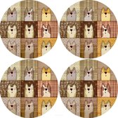 Bertoni - Napperons - sets de table set de 4 pièces - rond - 33 cm - marron - motif chat
