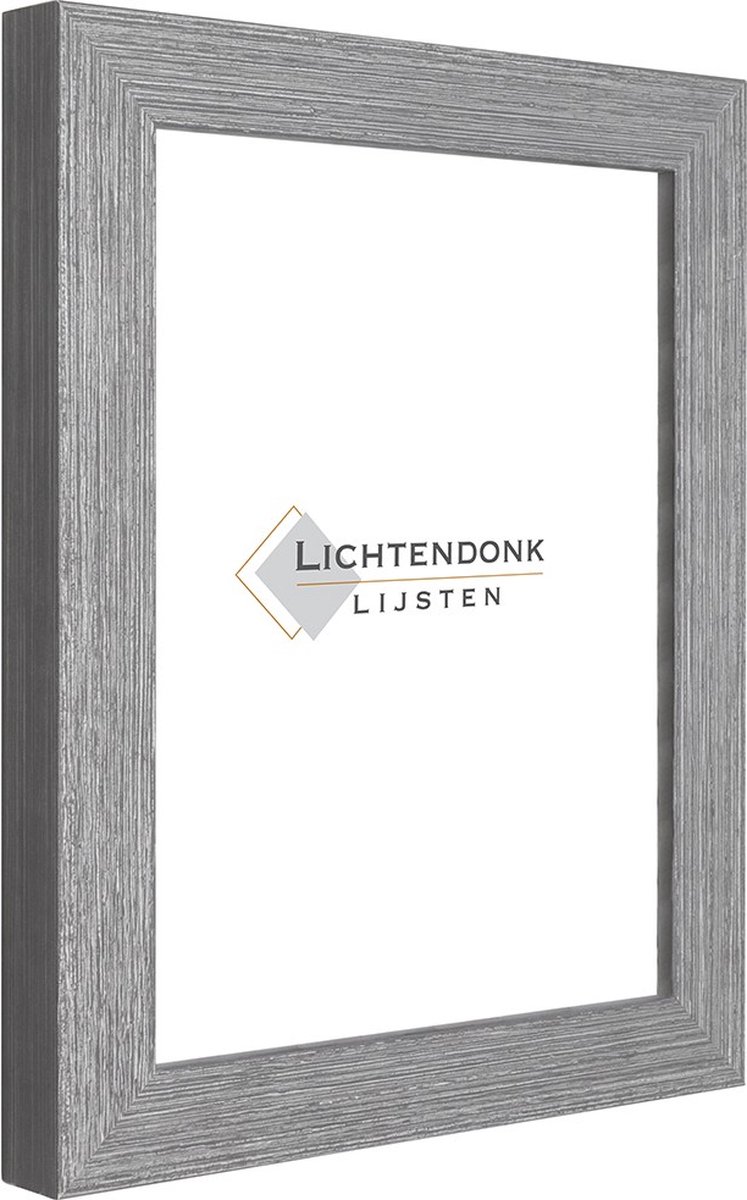 Lichtendonk Fotolijst Grijs Zilver - Ribbelstructuur - Fotomaat 50x70 - Ontspiegeld Glas - Art.nr. 55-62