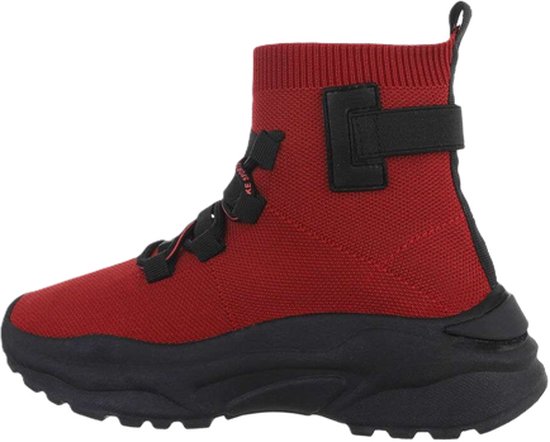 Dilena fashion sneakers soks hoog sport rood