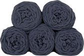 Set 5 bollen dikke wol grijs - chunky garen - haken - breien - 7 mm breed - 235 meter - perfect voor amigurumi