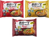 Nissin Mixpak Ramen Instant Noodles Noedels Demae Spicy, Curry, Beef (15 x 100 Gr)