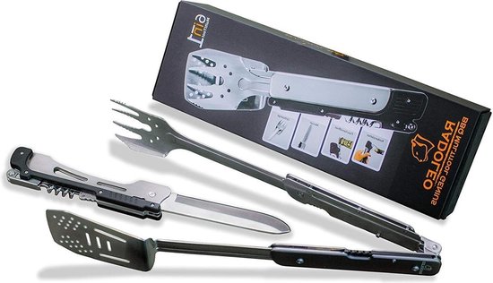 Radoleo® Grill-multitool | grillbestek | 6 grill-gereedschappen | de set voor elke barbecue-fan | ideaal voor kamperen & outdoor | elegante geschenkverpakking
