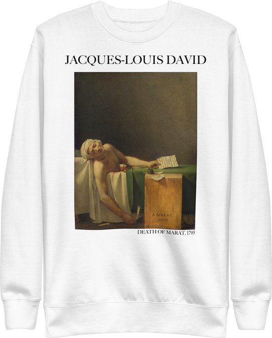 Jacques-Louis David 'De Dood van Marat' ("Death of Marat") Beroemd Schilderij Sweatshirt | Unisex Premium Sweatshirt | Wit | XL