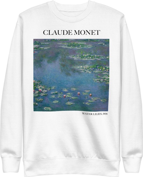 Claude Monet 'Waterlelies' ("Water Lilies") Beroemd Schilderij Sweatshirt | Unisex Premium Sweatshirt | Wit | M