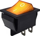 ProRide® Wipschakelaar ON-OFF KCD4-202 - 2 Polig - 250V/16A - 30x22mm - Oranje met controlelampje