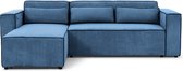 Hoekbank Castel - met slaapfunctie - ribstof - links - 260 x 173 cm - loungemeubels - blauw - Maxi Maja