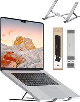 Voomy ECO Laptop Standaard - Verstelbaar & Opvouwbaar - 9 tot 17 inch - Recycled Aluminium - Ergonomische Stand - Voor Laptop, Macbook, Tablet, Lenovo, iPad - Zilver