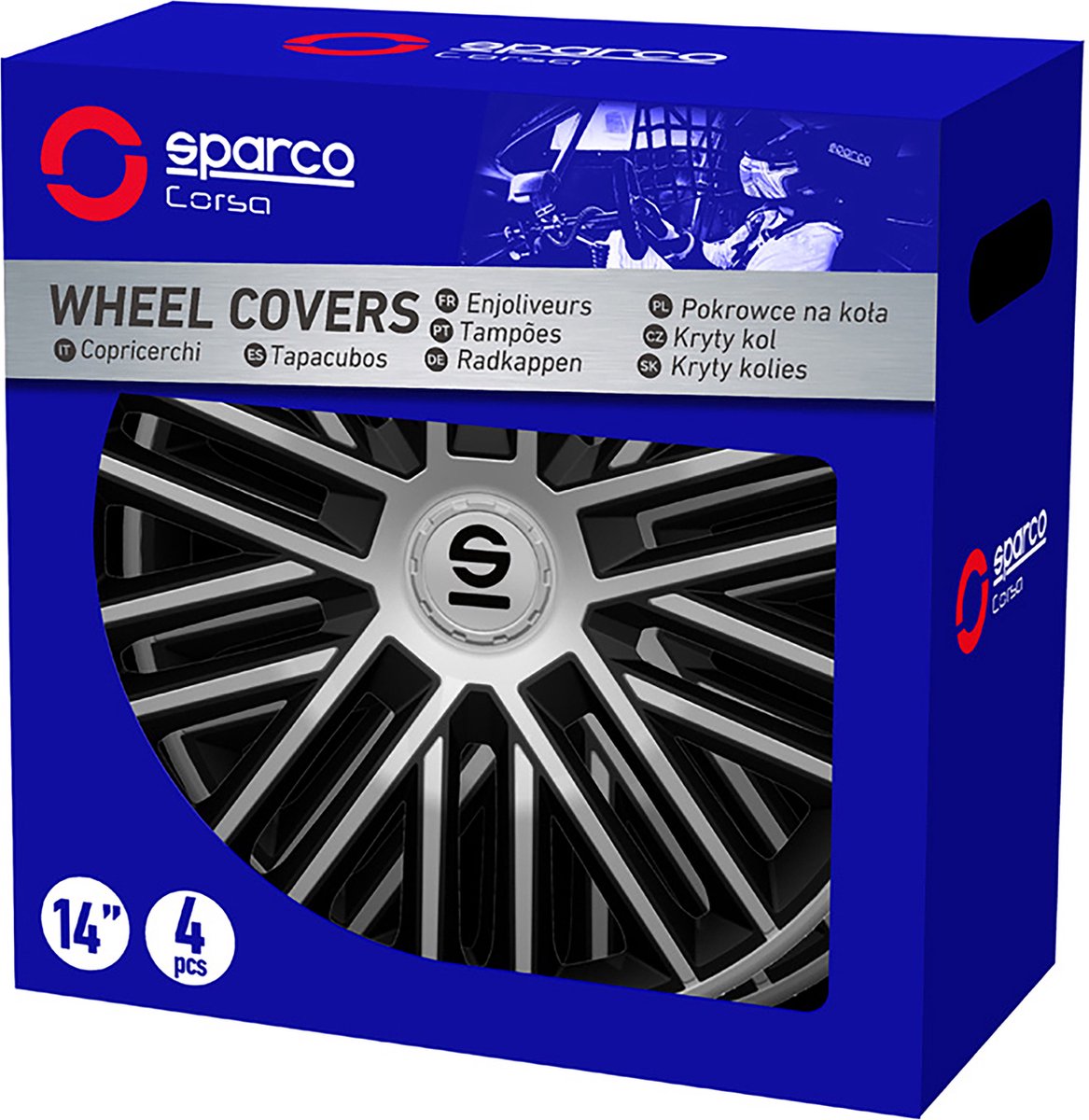 Sparco Wieldoppen Bergamo - 16-inch - Zwart - Set van 4 stuks