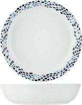 Cosy & Trendy Mosaic - Saladier - D30xh7cm - Wit- Blauw - Porcelaine et Yourkitchen E-cookbook Delicious Feast Recipes