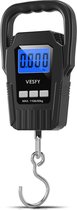 Vesfy Digitale Weegschaal Met Weeghaak - Kofferweegschaal - tot 50 KG - Inclusief Batterij - Keukenweegschaal Digitaal - Bagageweegschaal - Hangweegschaal