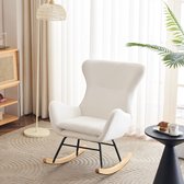 Sweiko Moderne hoge rug vrije tijd schommelstoel, Teddy fluweel schommelstoel, woonkamer fauteuil, vrije tijd stoel, moeder's stoel, comfortabel kussen