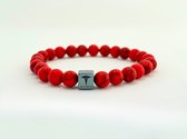 Men of Mercury - Red Turqouise armband heren - 20cm omtrek - Edelstenen - Kralen - Mannen