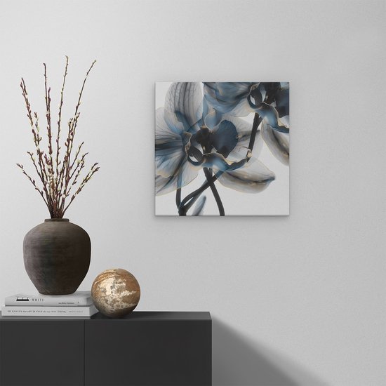 Artaza Peinture sur toile Deux orchidées bleues sur fond Witte - 40 x 40 - Klein - Photo sur toile - Impression sur toile