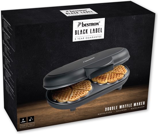 Bestron Wafelijzer - ADWM1000BL - 1000W - 10 hartvormige wafels - Anti aanbaklaag - Zwart - 5 jaar garantie van Bestron — afbeelding 3