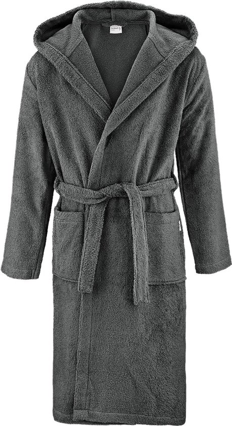 herzbach home Badjas voor heren, capuchon, katoen, badstof, lang