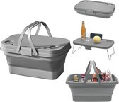 Picknickmand met multifunctionele tafel en handvat voor buitenactiviteiten (grijs)