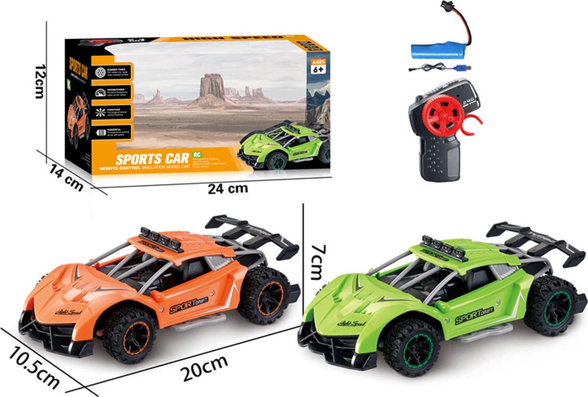 R/C 1/24 telegeleide sport auto 12km/u, 2.4ghz