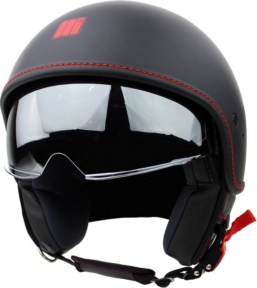 Motocubo Beetle Jethelm - ECE goedgekeurde Scooterhelm - Geschikt als Scooter Brommer Motor Snorfiets Scooterhelm - XS - Mat Zwart