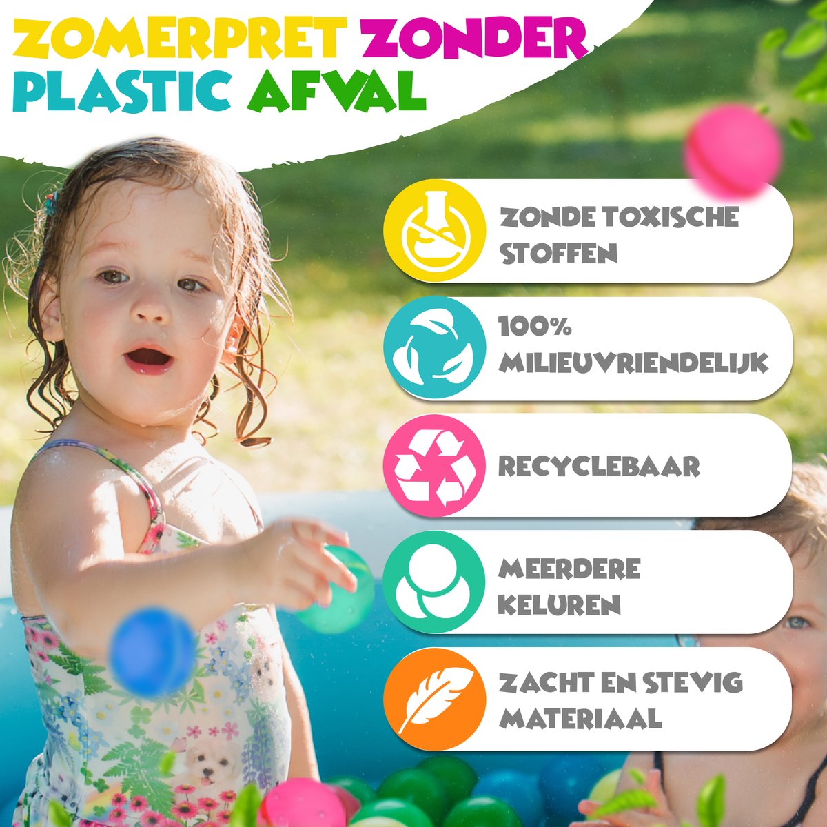 Toylandia Herbruikbare Waterballonnen - Set van 6 - Magnetisch - Waterbal - Waterspeelgoed - Voor Kinderen en Volwassenen — afbeelding 2