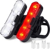 Transnect® - Fietsverlichting LED set - Fietslampjes voor en achter licht - 6 lichtstanden - USB oplaadbaar - Draagbaar - Waterdicht
