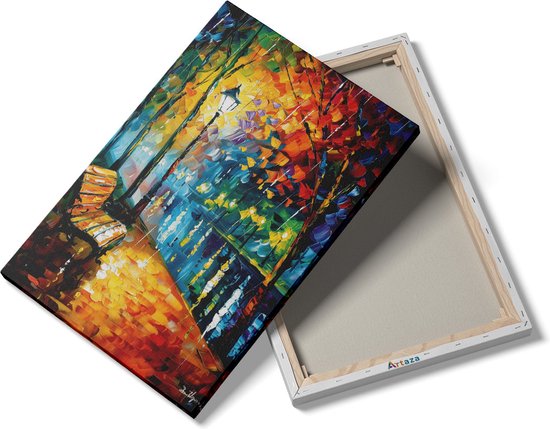 Artaza Peinture sur toile représentant un banc sous la pluie - 60 x 90 - Décoration murale - Photo sur toile - Impression sur toile