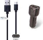 OneOne 2.1A Auto oplader + 0,25m USB C kabel. Autolader adapter past op o.a. Lenovo K10 Note, K12 Pro, K5 Pro, S5 Pro, S5 Pro GT, Z6 Pro, ZUK Edge, ZUK Z2, ZUK Z2 Pro