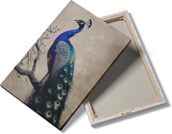 Artaza Peinture sur Toile Paon Perché sur une Branche - 80x120 - Groot - Photo sur Toile - Impression sur Toile