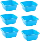 Practiline - Afwasbak - Camping - Keuken - Emmer - 6 Liter - Blauw - lichtblauw - Huishouden - 6 stuks - Voordeelverpakking