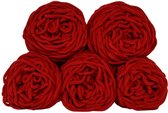 Set 5 bollen dikke wol rood - chunky garen - haken - breien - 7 mm breed - 235 meter - perfect voor amigurumi
