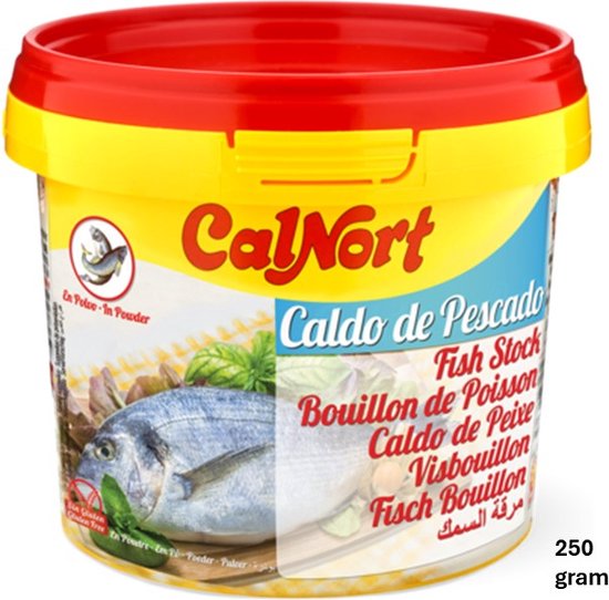 CalNort® | 3 x 250 gram VIS bouillon poeder | Visbouillon | Fish Stock | glutenvrij | halal | multipack