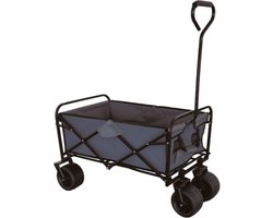Bolderkar - Zwart - Extra Brede Wielen - Opvouwbaar - Laadvermogen - 80KG - Laadruimte 91 x 52 x 62 - Staal - polyester - PU Wielen - Festival/strand/camping Bolderkar