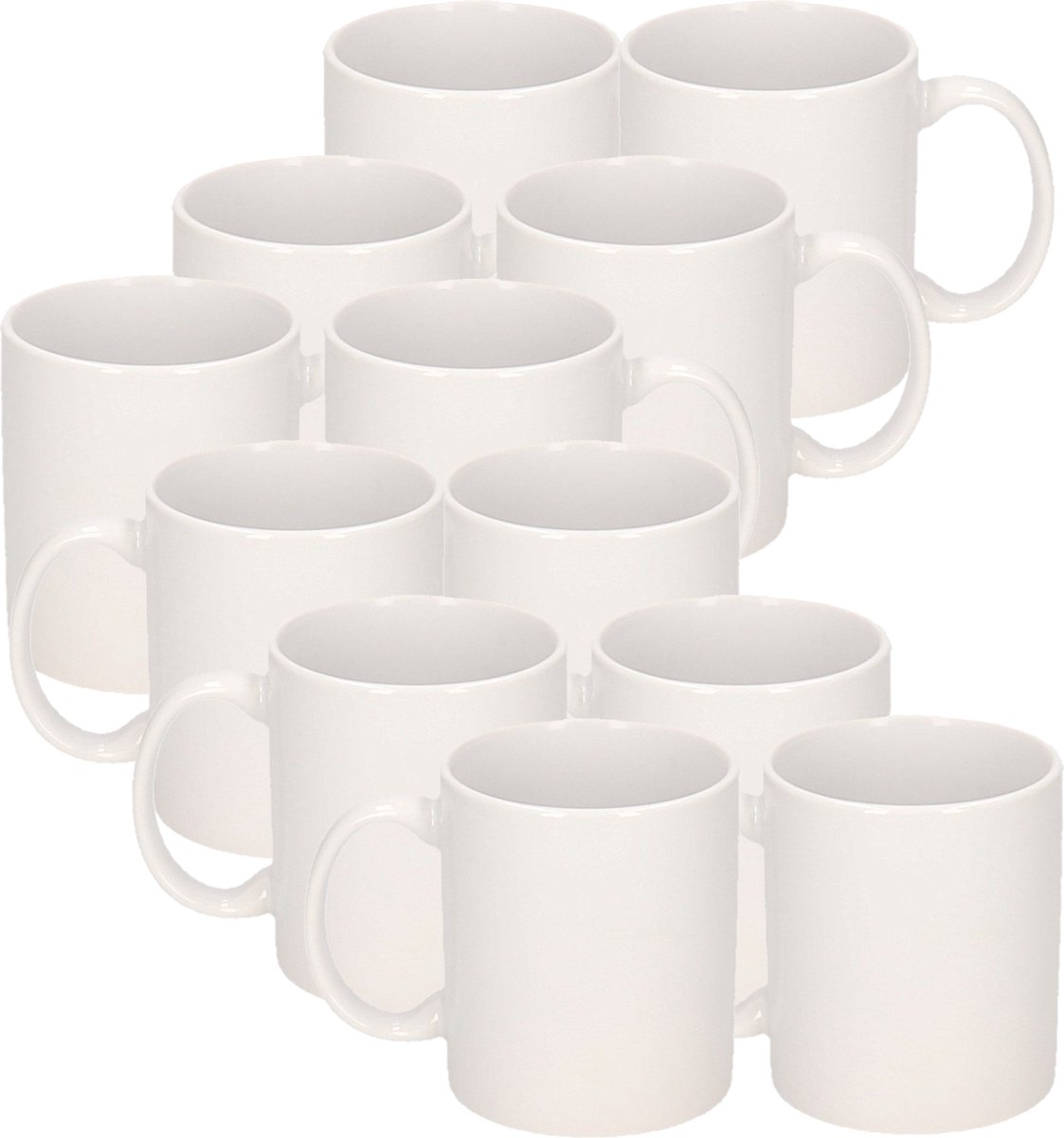 12x Onbedrukte witte mokken 300 ml - blanco koffiemok