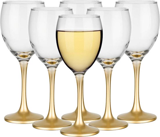 Foto: Glasmark wijnglazen 6x gold collection 300 ml glas