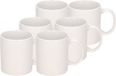 Tasses à café modèle Basic - 8x - céramique - blanc - 300 ml - pour bureau/cantine
