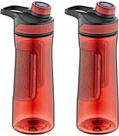 B- 2x -Home Waterfles / drinkfles / sportfles Aquamania - rood - 730 ml - kunststof - bpa vrij - lekvrij - Stijlvolle fles