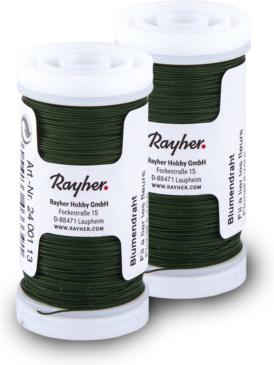 Rayher Bloemendraad of ijzerdraad - 2x - groen - 0.35 mm dik - 100 meter snoer - metaaldraad - bindmaterialen