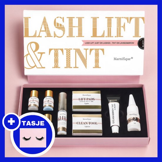 Foto: Lash lift kit inclusief tasje inclusief zwarte wimperverf en brow lamination kit lash lift set voor een prachtige oogopslag wimperlift en wenkbrauw lift in n 100 vegan en cruelty free marnifique 