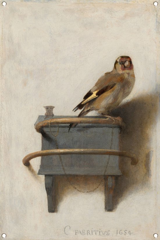 Het Puttertje - Carel Fabritius posters - Vogel posters - Tuinposter Dier - Buiten poster - Schutting poster - Decoratie muur tuinposter 80x120 cm