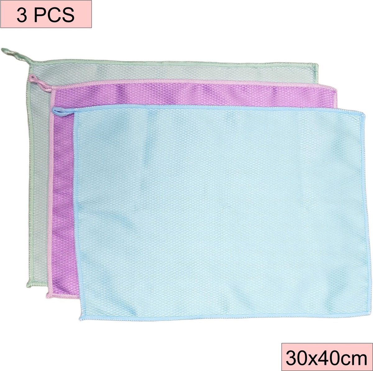 Goedkoopste Fako Bijoux® - Microvezel Schoonmaakdoekjes - Vaatdoek - Ruit - 30x40cm - 3 Stuks